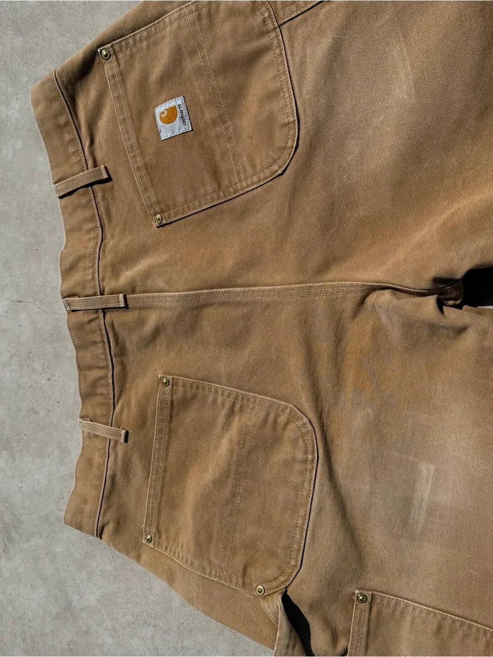 Men's USA made Carhartt double knee Carpenter Work Pants in Brown